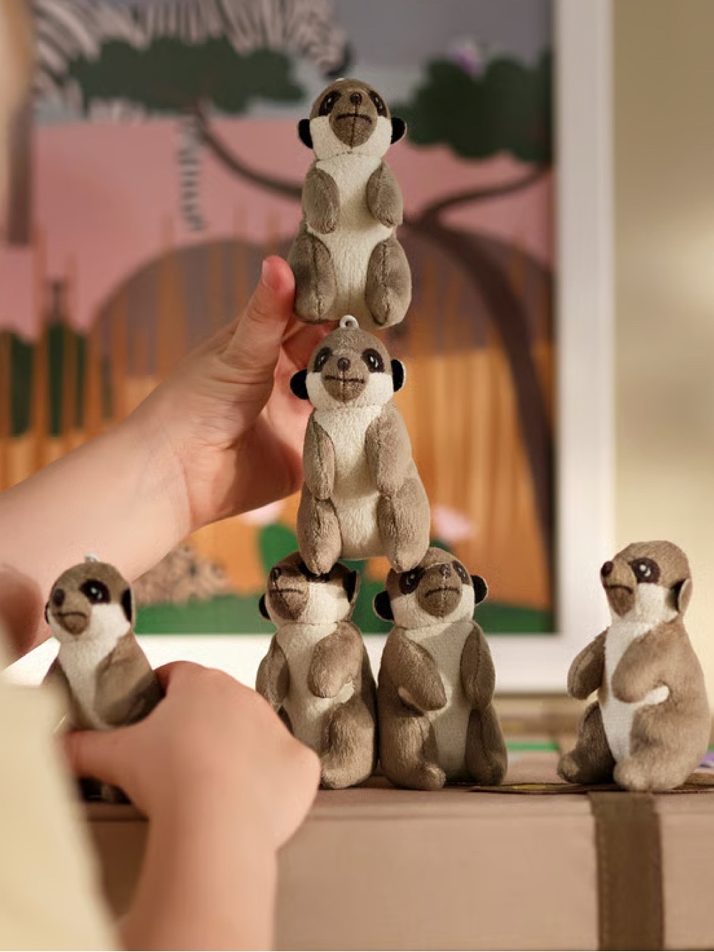 Plush Meerkat Stackable Soft Toy - Brown and Cream
